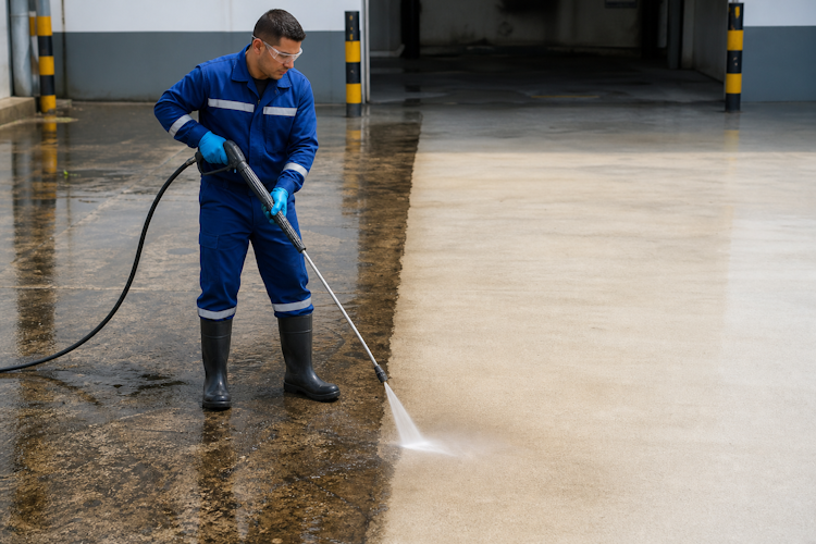 Limpieza de pisos con Hidrojet